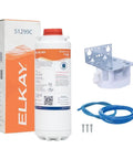 WaterSentry VII Universal Filter Kit with Elkay 51299C filter, mounting bracket, blue tubing, and screws
