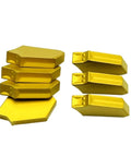 Get This Heavy Duty Indexable Carbide Lathe Tool For Steel And Stainless Cutting Tasks With Sharp Grooving Blade That Delivers Rock Hard Performance And Top Tier Wear Resistance For Your Machine Shop Grind. Yellow carbide inserts on display.