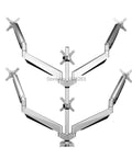 Full Motion Six Arm TV Mount Secures 10 To 24 Inch LCD LED Screens With Slick Gas Springs Built In USB Charging And Audio Jacks, silver metal design.