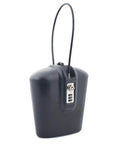 Portable Indoor Outdoor Lock Box Safe With 3 Digit Combo And Key Access, black ABS with steel cable, side view.
