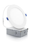 Heavy Hitter 6 Inch Slim Recessed Led Downlight With Junction Box Ic Rated Dimmable Can Light 5000k Daylight white round fixture