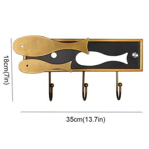 Super Sturdy Goldfish Shaped Wall Mount Coat Hook For Clothes Hats Towels Easy Peasy Install, 35cm x 18cm, metal design.