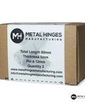 Box containing Heavy Duty Weld On Hinges For Doors And Gates, 5mm Thick Steel With Detachable Pin, 50 Pieces, Easy Weld Install.