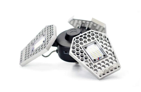 TRiLIGHT 3000 Lm Motion Sensor Ceiling Light With Screw-In Install, 24W Low Power, showing adjustable aluminum LED heads.