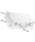 Built Tough Aluminum Alloy Work Crate With Cushion Grip Bail And Quick Release Cover For Grease Monkey Multi Layer Tool Sorting or On The Road Health Supply Tote, measurements and angle view.