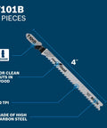 10 Piece T Shank Jig Saw Blade Set For Wood And Metal Includes T101B Wood Blades with T-shank, 4-inch length, high carbon steel