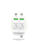 Front view of Two Pack 1000V 40KA DC Surge Protector with Lightning Shield and Modular Design on 35mm DIN Rail Mount.