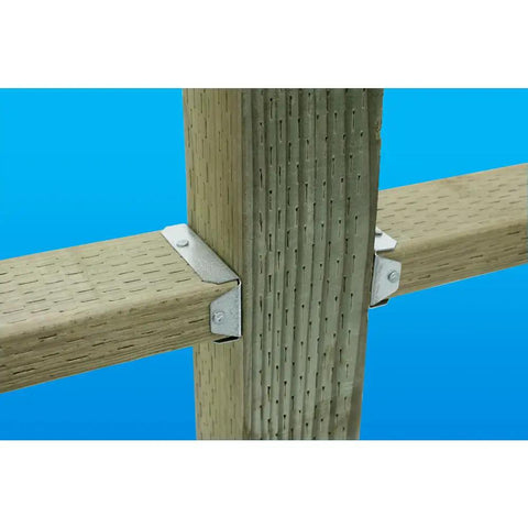 FB24Z ZMAX Galvanized Fence Rail Bracket For 2x4 Slotted Rails, 20-Gauge Steel, Preinstalled Brackets Installed on Wood Fence