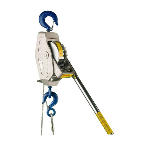 Industrial Grade Cable Come Along Winch With 2 Ton Capacity, includes ratchet hoist for rigging, visible in detail.