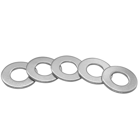 Five Beduan stainless steel flat washers, 1/4 in ID x 1/2 in OD, plain finish