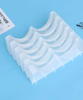 Six Piece Clear Plastic Bra Storage Box With Dividers For Wardrobe Closet Drawer Organization To Keep Lingerie Lineup Hella Neat And Shielded From Deformation A Straight Up Must Have Staple on blue background.