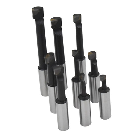 Nine carbide bars from Two Inch Boring Head Set With Half Inch Hole Nine Pack Carbide Boring Bars For Milling Machines R8 Shank Durable
