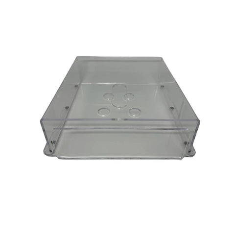 Protective Case For Trackman iO Golf Simulator With Durable Acrylic Shield, top view showing custom-fit design and bolt holes.