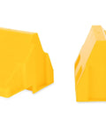 Yellow RV and Camper Wheel Chocks 2 Pack for Leveling Blocks keeps wheels centered and from rolling, stabilizes large vehicle tires.