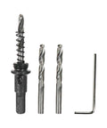 Pro Grade Heavy Duty Bi Metal Hole Saw Drill Sharp Cutter Rock Hard Edge with 2 drill bits and hex key for wood and plastic.