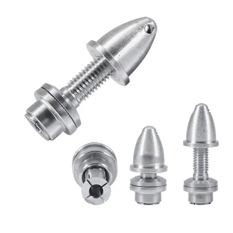 4 Pack Aluminum Bullet Propeller Adapters For RC Airplane Adapts 3.17mm Motor Shafts To 5mm Propeller Shafts shown in detail
