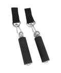 Nylon And Stainless Steel Pull Up Handles With TPR Rubber Coated Anti Slip Grips For Gym Equipment, black handles, steel rings