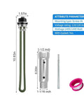 Heavy Duty Rv Water Heater Element Knockout Replacement Heating Rod showing dimensions, screw-in mount, and gasket.