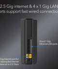 Back view of WiFi 7 Router For Turbo Home Network - Standalone Router Only (Modem Required) With 2.5 Gig Ethernet ports.