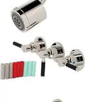 Tub And Shower Faucet In Polished Nickel With Wall Mount, Heavy Duty Brass Construction, Zinc Alloy And ABS Components, Washerless Cartridge, And Half Inch NPT Connection For A Durable Bathroom Upgrade, featuring showerhead, valve trim, and tub spout.