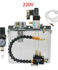 Heavy Duty 3 Liter Cnc Mist Coolant System For Machine Tool Lubrication Pump With Solenoid Valve and Adjustable Flow Oil Mist Sprayer For Metalworking Cutting Fluid 220V, featuring clear oil tank and pressure gauge.