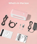 Pink Bluetooth Thermal Label Printer 4x6 For Small Business, Inkless Fast Printing For Amazon Shopify USPS FedEx with cables and accessories