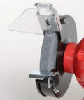 Heavy Duty Six Inch Electric Bench Grinder For Precision Metal Sharpening And Stock Removal With 3450 RPM Capacitor Motor and Adjustable Safety Shield Close-Up View