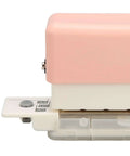 Portable 6 Hole Punch Adjustable Metal Handy Hole Puncher with Chip Tray and Positioning Pillar, side view