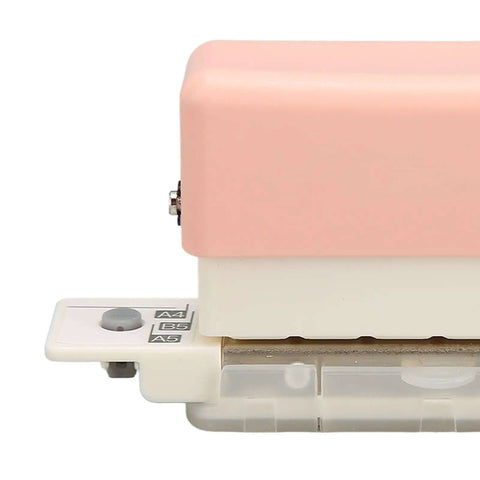 Portable 6 Hole Punch Adjustable Metal Handy Hole Puncher with Chip Tray and Positioning Pillar, side view