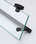 Space Saving 16 Inch Glass Shower Shelf With Towel Bar Floating Wall Mount Tempered Glass Matte Black Finish SUS304 Stainless Steel Bathroom Organizer