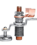 Heavy Duty Magnetic Welding Ground Clamp With Super Strong Neodymium Magnet Earth Holder For 200 Amp 300 Amp And 600 Amp Jobs That Stick Like Glue On Steel Pipes And Metal Sheets side view showing copper and metal components.