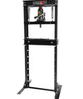 Boss Tier Precision Rated Hydraulic Shop Press With Broad Stamping Plates For Quick Bearing Swaps Tough Garage Builds black steel frame