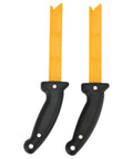 Heavy Duty Magnetic Woodworking Push Stick Set With Super Grippy Handle And Strong Magnet For Metal Rack Storage On Table Saws Band Saws And Jointers Keeps Your Knuckles Safe Through The Daily Grind, featuring dual black and yellow push sticks.