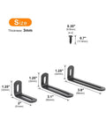 Heavy Duty Stainless Steel Adjustable Corner Bracket With Super Tough 90 Degree L Braces, size details and dimensions shown.