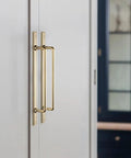 2 Pack 7 9 16 Inch Center To Center Champagne Bronze Cabinet Bar Pulls With Demi Plaquette Backplate installed on kitchen drawer