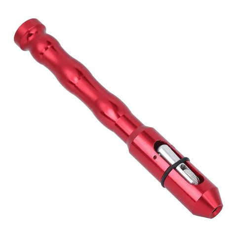 Lightweight Ergonomic Wire Feed Pen For Welding Tasks With Non Slip Grip Handles 0 To 3.2mm gasless arc tool in red anodized finish.