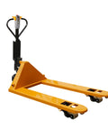 Heavy Duty Electric Pallet Jack Truck With 4409 Lbs Capacity And Powerful Drive Motor For Indoor Storage Warehouse Material Handling Jobs, yellow, side view.