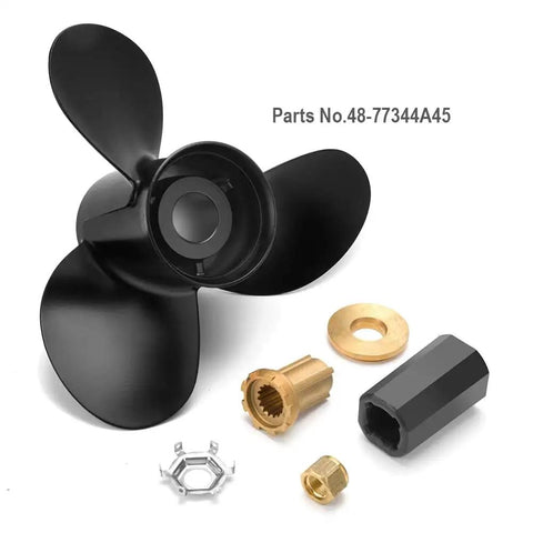 Upgrade 13 And A Quarter X 17 Boat Propeller 48-77344A45 For Outboard Motors 60 125 HP Right Hand Rotation 15 Spline 3 Blade Aluminum With Hub Kit Included Smooth Ride And High Speed Power