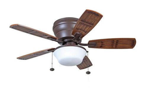 Mooreland 44 Inch Ceiling Fan With Light Kit In Oiled Rubbed Bronze Finish And Bronze Blades, Frosted Glass Light, Damp Location Rated