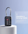 TSA Approved Cable Luggage Locks 3 Digit Combination Padlocks For Suitcases And Bags on a pedestal