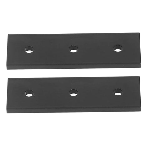 Beefy Aluminum Mending Plate 2 Pack Flat Bracket For Furniture Connection shown with three holes in each black plate