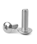 Heavy Duty M4 X 12mm Truss Head Machine Screws 50 Pack Phillips Drive Fully Threaded 304 Stainless Steel Bolts on white background.