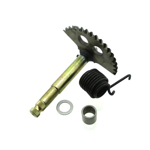 Kick Start Shaft Gear Spindle For GY6 125cc 150cc Chinese Moped Scooter 4 Stroke Engines With Bushing And Return Spring Fits Through Belt Cover Where The Kick Start Pedal Mounts displayed on white background