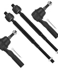 Beefy Front Suspension Kit With Inner And Outer Tie Rod Ends For Jeep Compass Patriot And Dodge Caliber 2007 To 2017 4 Piece Set Direct Fit Replacement Parts For Strong Smooth Steering, 4 black steel tie rod ends