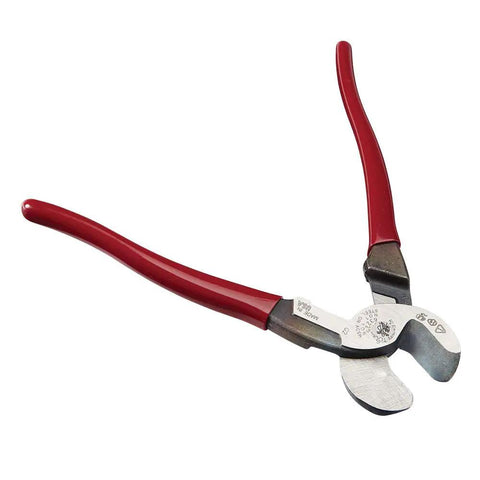 Beefy 9-Inch High Leverage Cable Cutter For Aluminum Copper And 100-Pair Communications Cable Made In USA Precision tool with red grips