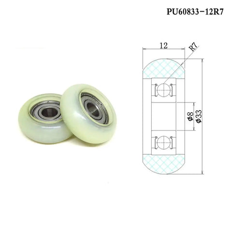 Built Tough Polyurethane Coated Rubber Bearing Roller Featuring Smooth As Silk Glide And Snug 8X33X12 Mm Fit To Silence Squeaking And Deliver Heavy Duty Performance For Daily Sliding Door Upgrades