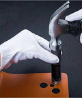 Using multi size round hole punch cutter set for leather belts, watch bands, and canvas, punching holes from 1mm to 18mm with ease.