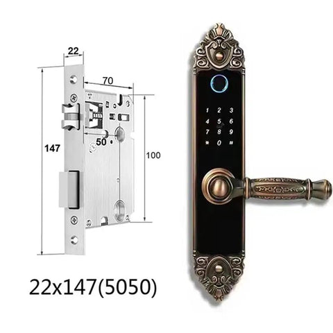 Knocks Out Burglary Hassle Smart Door Lock With Touchscreen Fingerprint Scanner Rfid Card And Numeric Code Entry Super Quick Install Knockout Keyless Hardware For Front Doors with detailed measurements.