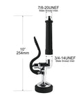 Commercial Sink Sprayer With Handle Grip Assembly, 1.42 GPM High Pressure Pre Rinse Valve Replacement Kit, side view with dimensions