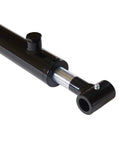 Built Tough Hydraulic Cylinder 1.5 Inch Bore 16 Inch Stroke Welded Ram With Cross Tube Ends Double Acting 3500 PSI SAE 6 Ports 1 Inch Rod Diameter Retracted 24 Inch Extended 40 Inch For Heavy Lifting close-up of welded cross-tube end